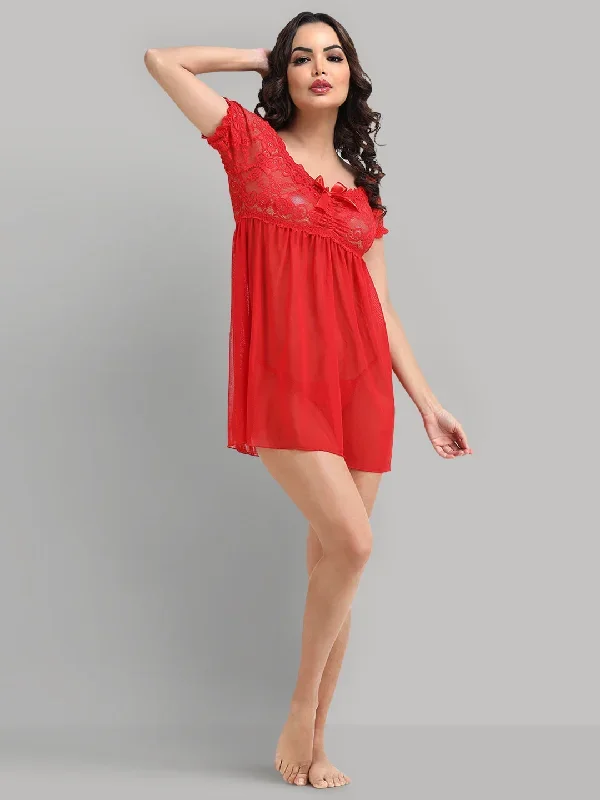 womens-lace-above-knee-baby-doll-dress-nightwear-lingerie-red01