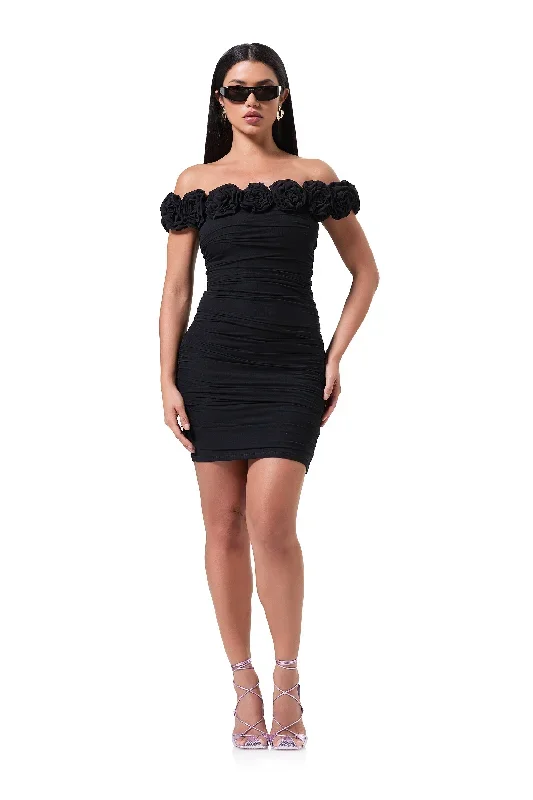 Zami Rosette Mini Dress - Noir