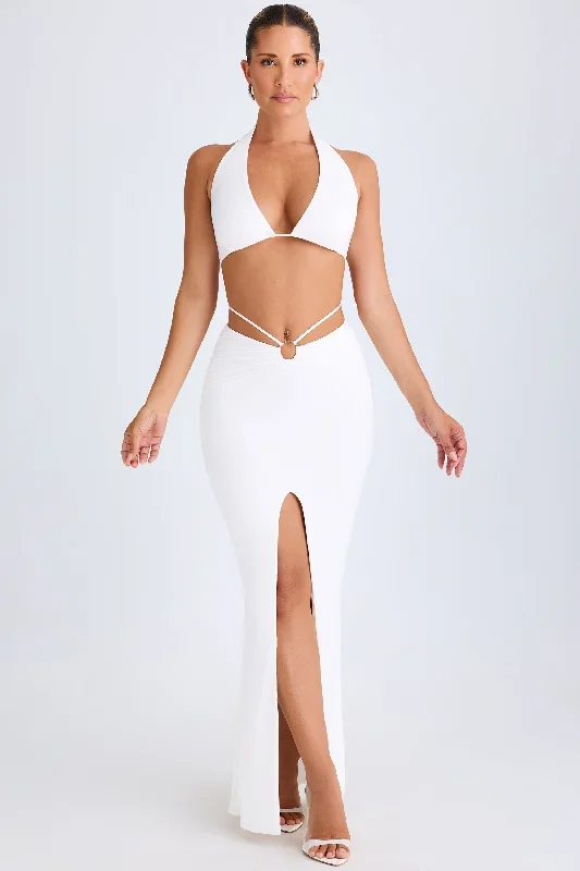 Hardware-Detail Mid-Rise Maxi Skirt in White